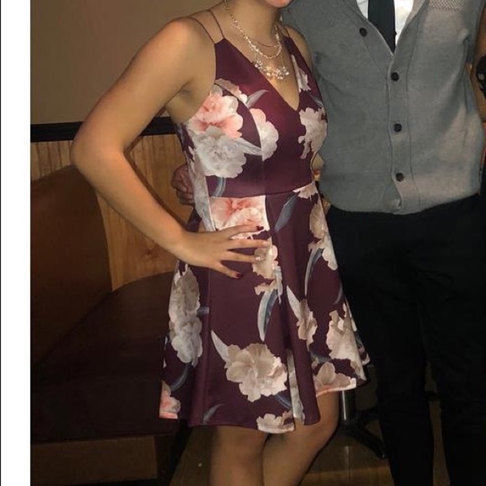 Burgundy Floral Dress
